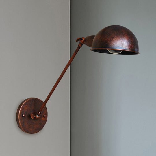 Rustic 1 Light Wall Sconce - Farmhouse Wrought Iron Adjustable Lamp for Bedside