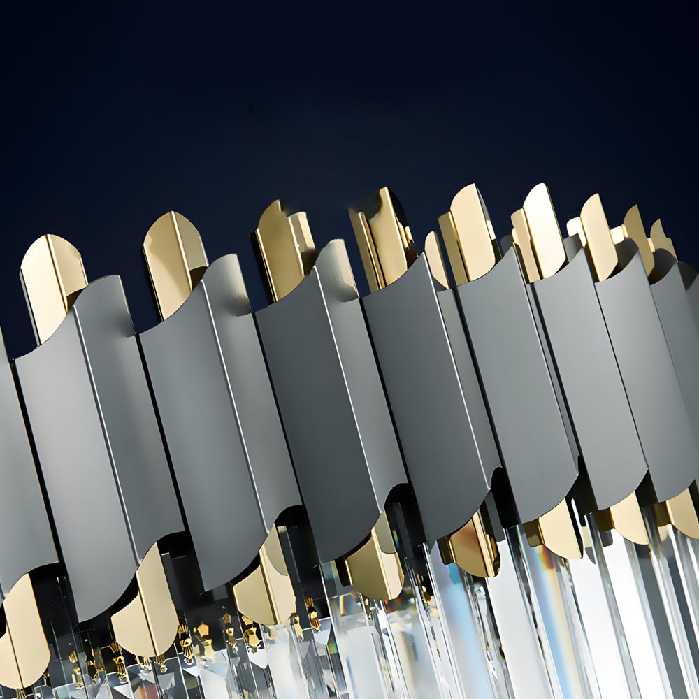 6/8-Light Crystal Layered LED Chandelier – Dimmable Dining Room Pendant