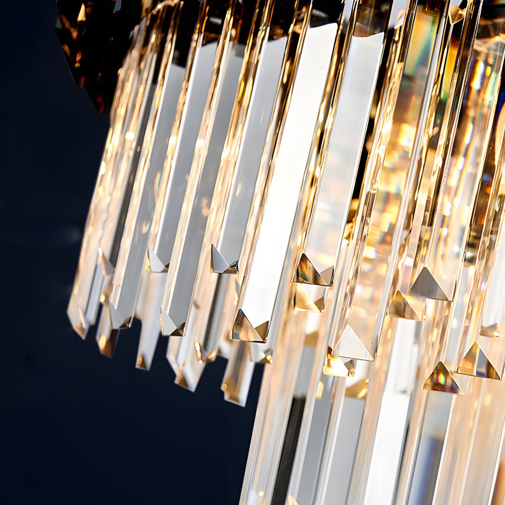 6/8-Light Crystal Layered LED Chandelier – Dimmable Dining Room Pendant