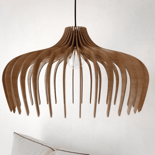 Athena Handcrafted Mid Century Modern Wood Chandelier – Natural Elegance for Your Space