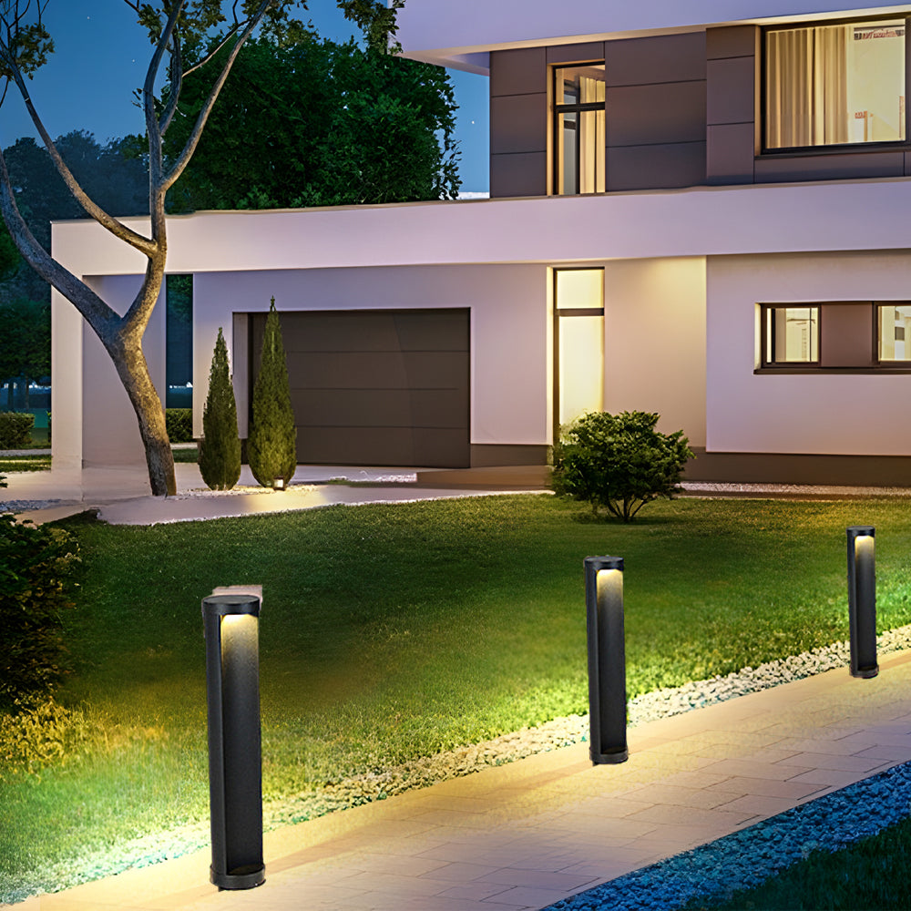 Modern Cylinder LED Outdoor Lawn Lamp Solar or Hardwired