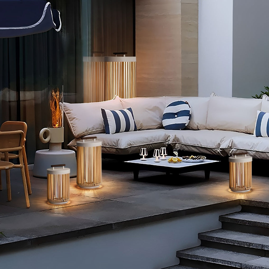 Handmade Rattan Waterproof LED Solar Outdoor Lantern