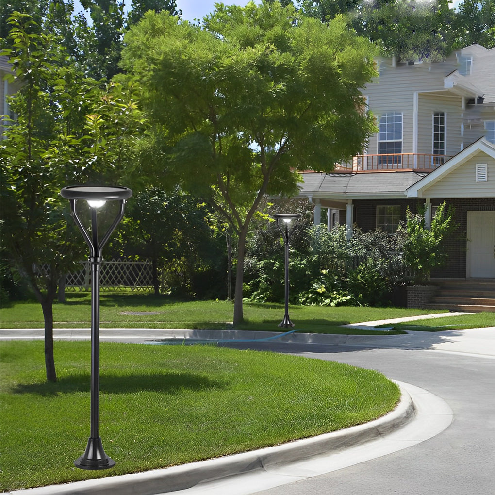 Intelligent Modern Solar LED Lamp Post – Outdoor Waterproof Round Light