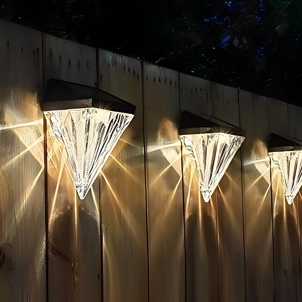 2PCS Geometric LED Solar Wall Lamp Waterproof Outdoor Wall Lights