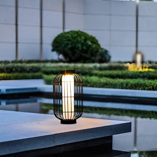 Classic Iron Lantern Solar Lawn Lamp Waterproof Portable Outdoor Light