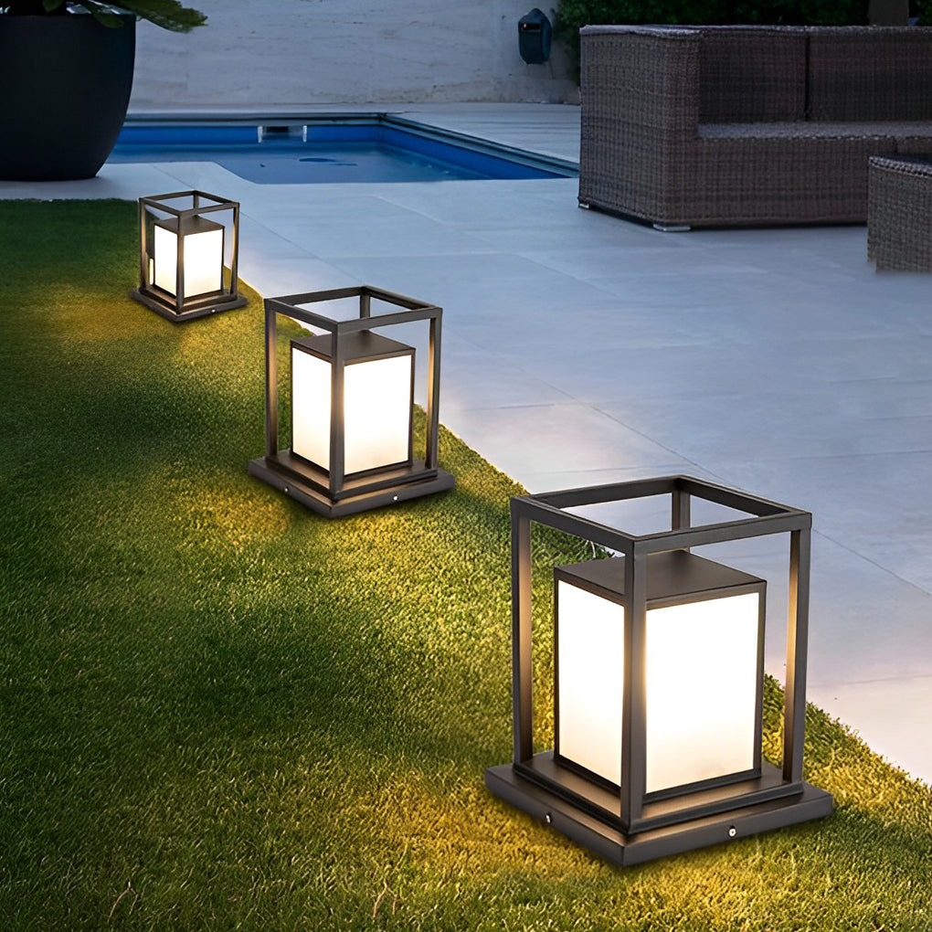 Outdoor Waterproof LED Solar Fence Post Lights Modern Pillar Lamp