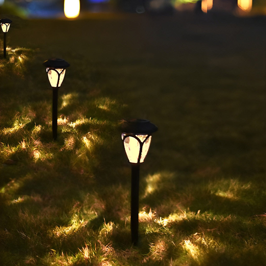 2PCS Intelligent Solar LED Lawn Lamps with Black Opaque Glass Shade