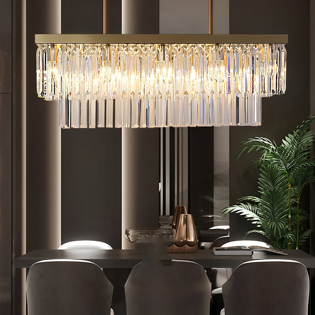 Rectangular LED Three-Step Dimming Crystal Strips Postmodern Chandelier