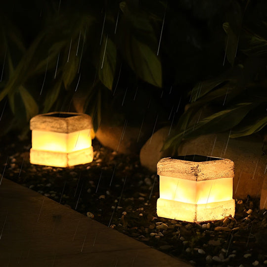 Sleek Square Resin Solar LED Garden Lamp