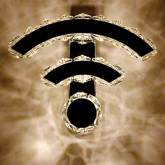 Nordic Crystal Wall Sconce with WIFI, LED and Nickel Finish for Bedside Lighting in Warm/White