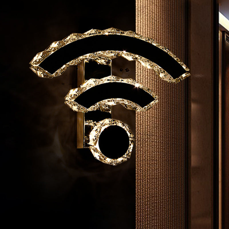 Nordic Crystal Wall Sconce with WIFI, LED and Nickel Finish for Bedside Lighting in Warm/White