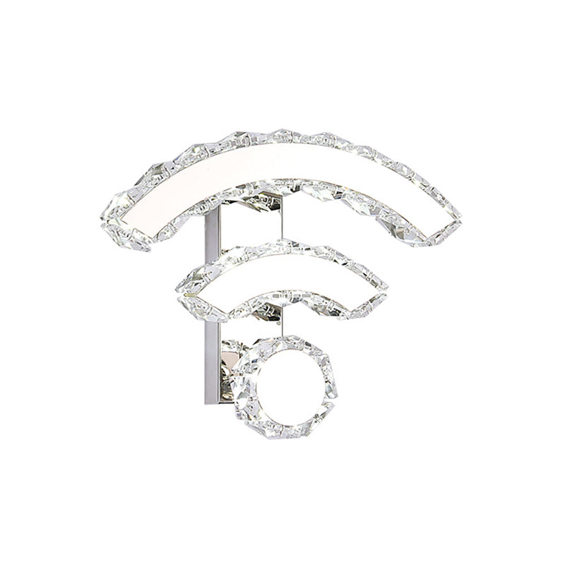 Nordic Crystal Wall Sconce with WIFI, LED and Nickel Finish for Bedside Lighting in Warm/White