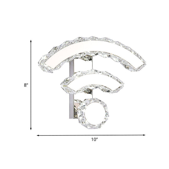 Nordic Crystal Wall Sconce with WIFI, LED and Nickel Finish for Bedside Lighting in Warm/White