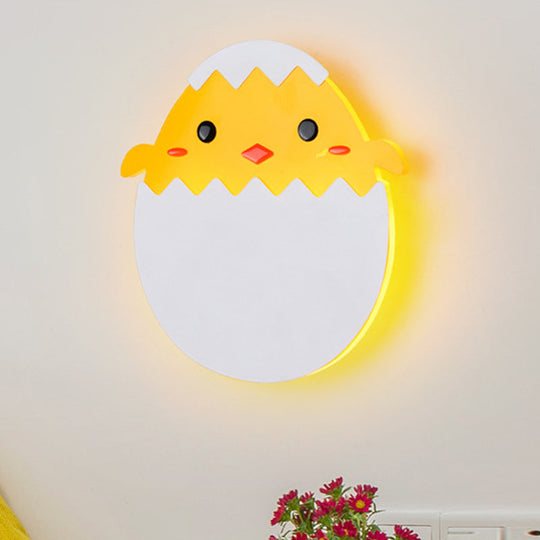 Eggette/Dinosaur Wall Lighting Cartoon Acrylic LED Green/Yellow Sconce Lamp for Kids Bedside
