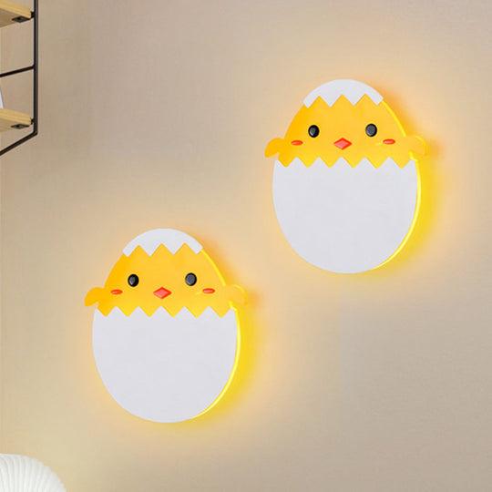 Eggette/Dinosaur Wall Lighting Cartoon Acrylic LED Green/Yellow Sconce Lamp for Kids Bedside
