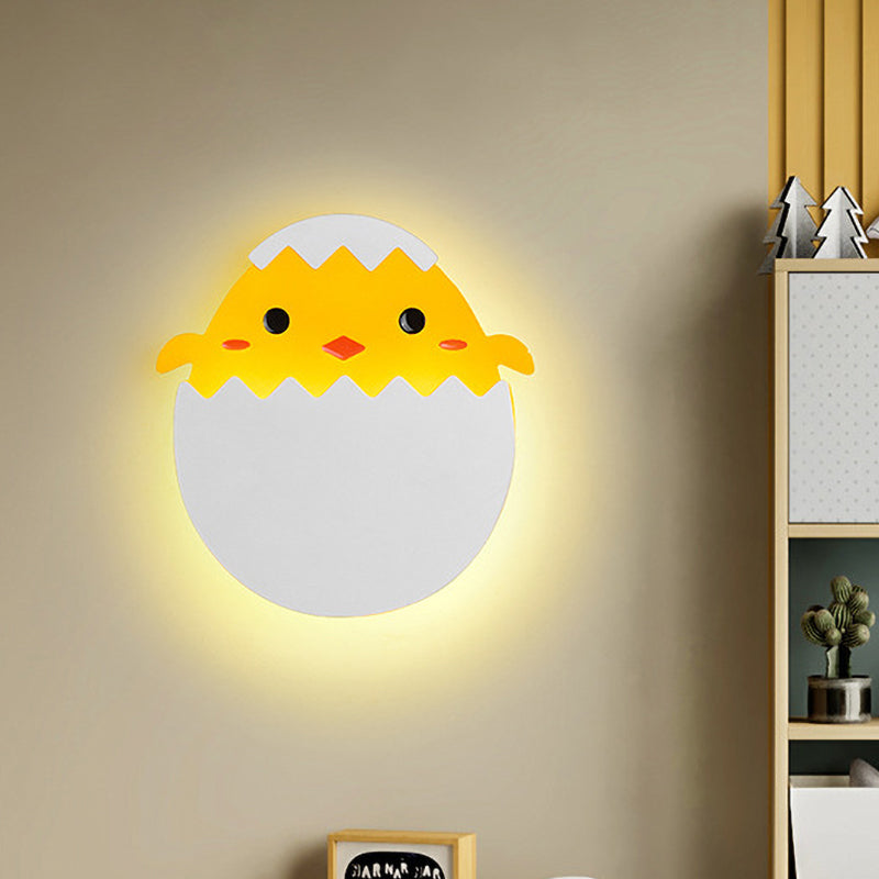 Eggette/Dinosaur Wall Lighting Cartoon Acrylic LED Green/Yellow Sconce Lamp for Kids Bedside