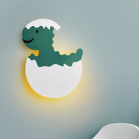 Eggette/Dinosaur Wall Lighting Cartoon Acrylic LED Green/Yellow Sconce Lamp for Kids Bedside