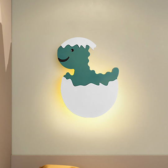Eggette/Dinosaur Wall Lighting Cartoon Acrylic LED Green/Yellow Sconce Lamp for Kids Bedside