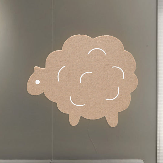 Cartoon LED Wall Lamp for Kids Bedroom with Felt Sheep, Pine Tree, and Airship - Available in Pink, Green, and Blue