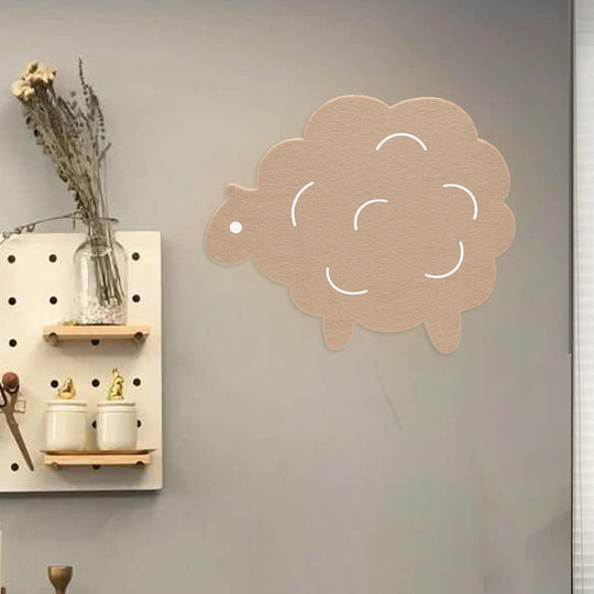 Cartoon LED Wall Lamp for Kids Bedroom with Felt Sheep, Pine Tree, and Airship - Available in Pink, Green, and Blue