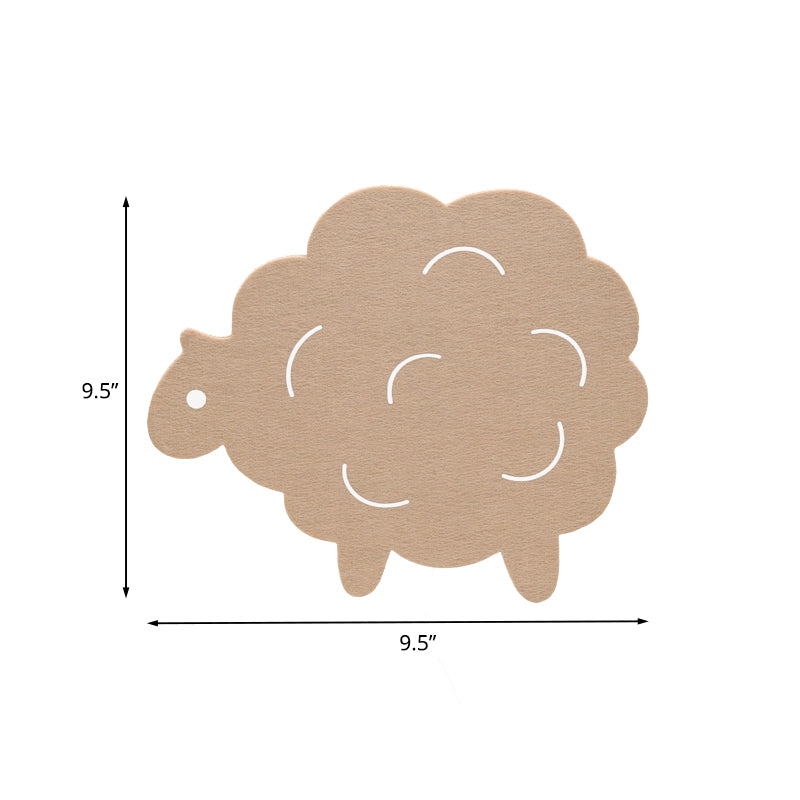 Cartoon LED Wall Lamp for Kids Bedroom with Felt Sheep, Pine Tree, and Airship - Available in Pink, Green, and Blue