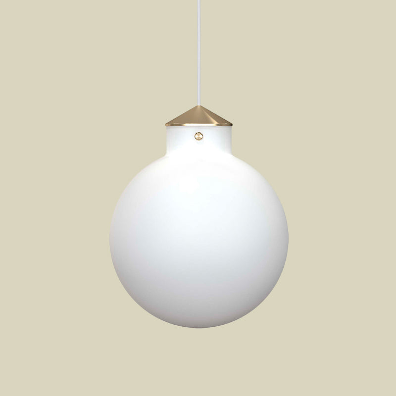 Simple Brass Globe Ceiling Pendant Light with Milk White Glass - Perfect Bedside Lamp