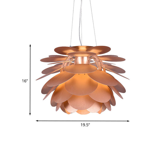Contemporary Copper Hanging Pendant Light for Restaurants - Pinecone Metal Finish