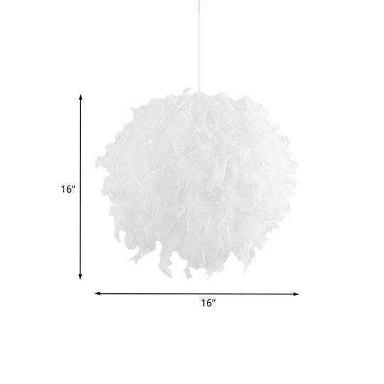 Modern White Chandelier Lamp with Feather Ball Shade - 3/4 Lights, Perfect for Bedroom Ceiling Pendant