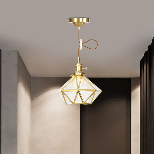 1 Head Pendant Light - Traditional Bedside Lamp with Clear Water Glass Shade in Gold