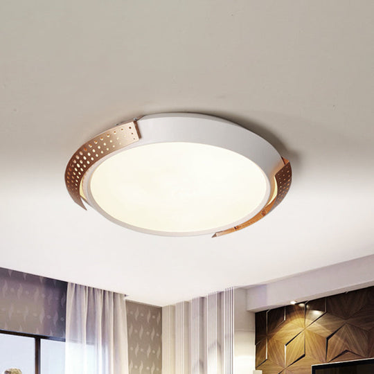 Modernist LED Pink/Gold Round Metal Ceiling Fixture with Hollow Design, 16"/19.5"/23.5" W