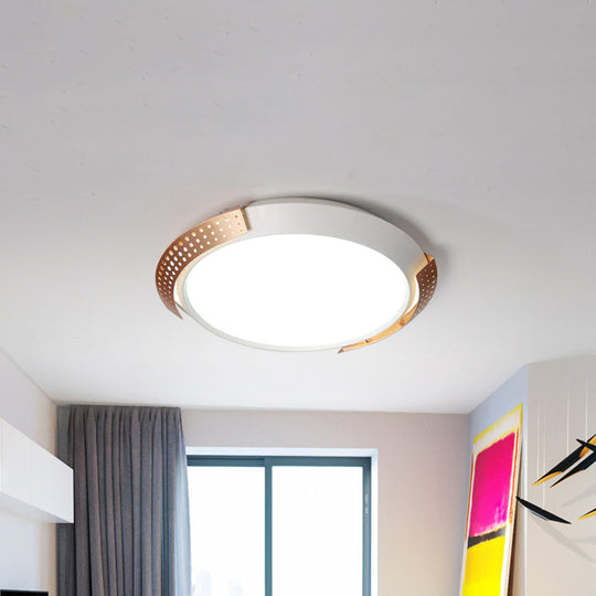 Modernist LED Pink/Gold Round Metal Ceiling Fixture with Hollow Design, 16"/19.5"/23.5" W