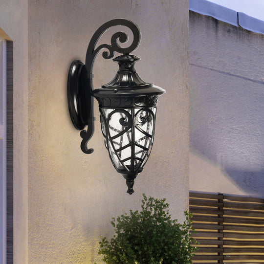 Rustic Clear Seeded Glass Pinecone Wall Sconce Lamp - Black - Stylish Lighting Solution