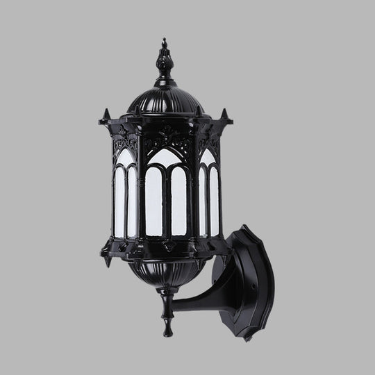 Rustic Black/Brass Pavilion Wall Light Sconce with Clear Glass Shade