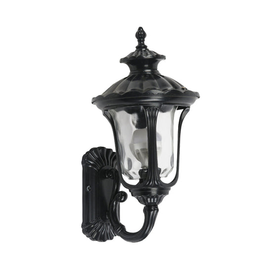 Rustic Urn Wall Light Sconce - Aluminum 1-Head Wall Mount Lamp in Black/Bronze with Water Glass Shade - Ideal for Corridors