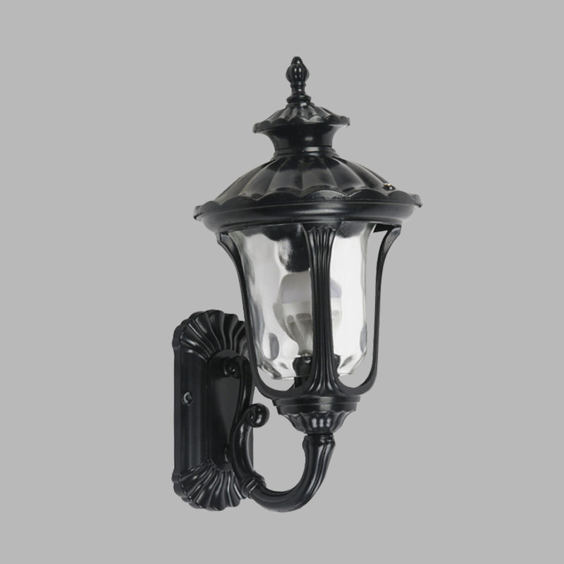 Rustic Urn Wall Light Sconce - Aluminum 1-Head Wall Mount Lamp in Black/Bronze with Water Glass Shade - Ideal for Corridors