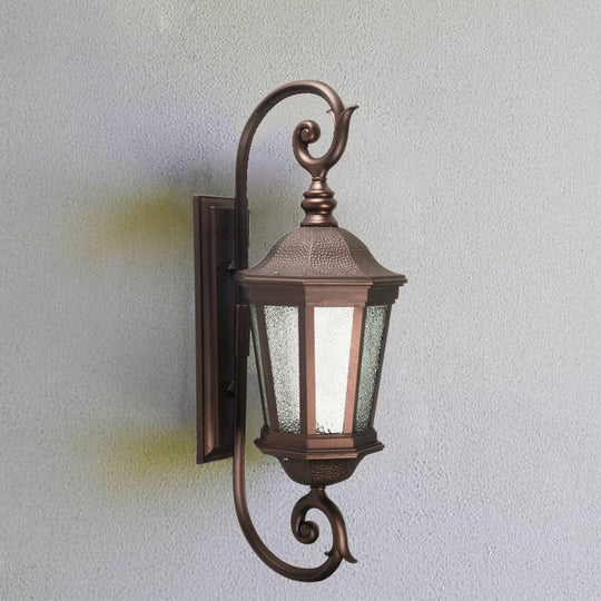 Aniseed Tiger Stripe Metal Wall Mount Sconce with Water Glass Shade - Brown, Country Style, 1-Light