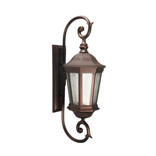 Aniseed Tiger Stripe Metal Wall Mount Sconce with Water Glass Shade - Brown, Country Style, 1-Light