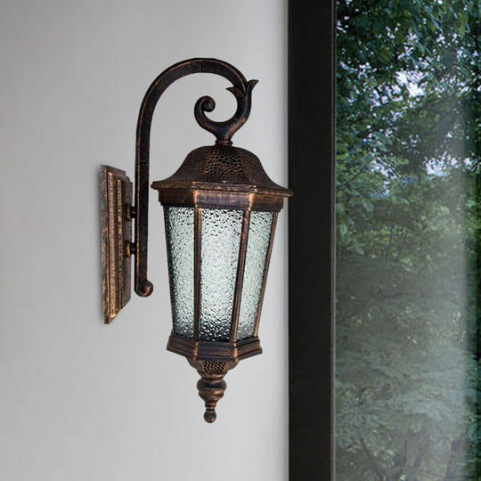 Tiger Striped Rust Outdoor Wall Lamp with Glass Water Lodge and Star Anise Design