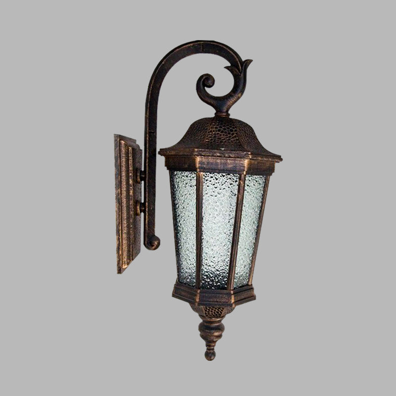 Tiger Striped Rust Outdoor Wall Lamp with Glass Water Lodge and Star Anise Design