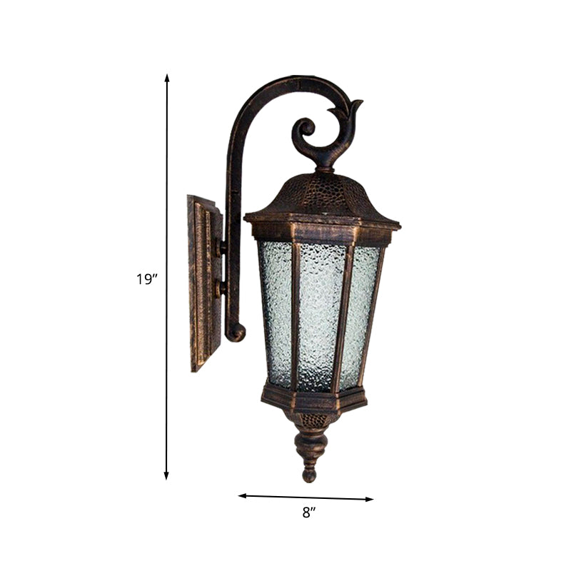 Tiger Striped Rust Outdoor Wall Lamp with Glass Water Lodge and Star Anise Design