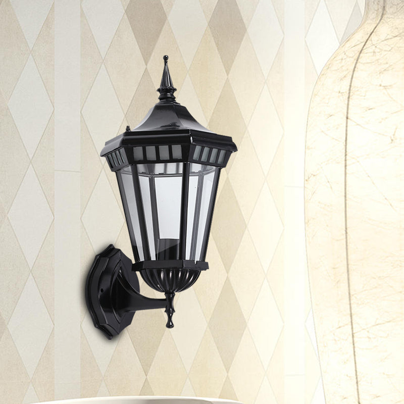 Rustic Black Wall Sconce with Clear Glass - Outdoor Pavilion Mount Lamp