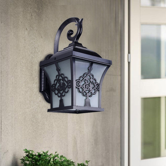 Lucky Character Metallic Wall Sconce Light - 1 Bulb Courtyard Lamp in Black/Black & Gold