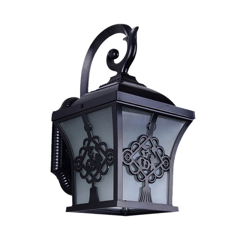 Lucky Character Metallic Wall Sconce Light - 1 Bulb Courtyard Lamp in Black/Black & Gold