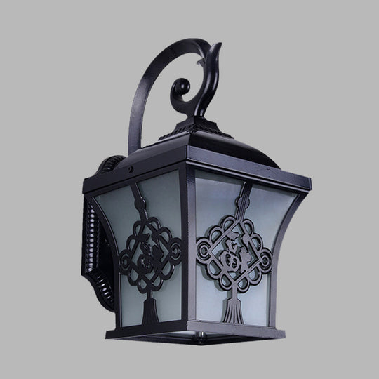 Lucky Character Metallic Wall Sconce Light - 1 Bulb Courtyard Lamp in Black/Black & Gold