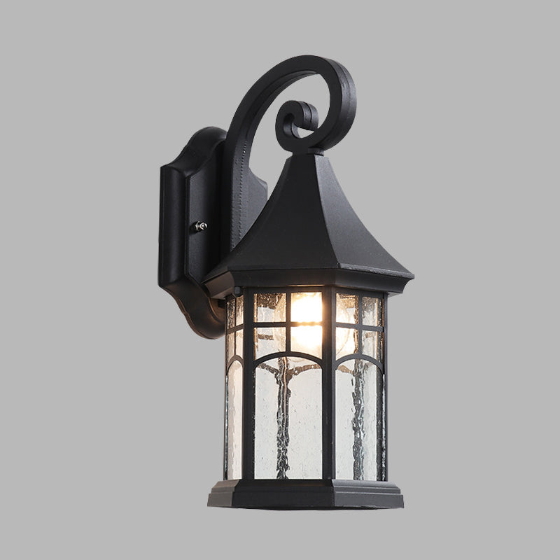 Clear Water Glass Sconce - Farmhouse Black/Bronze Wall Mounted Light - Pavilion Courtyard