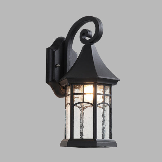 Clear Water Glass Sconce - Farmhouse Black/Bronze Wall Mounted Light - Pavilion Courtyard