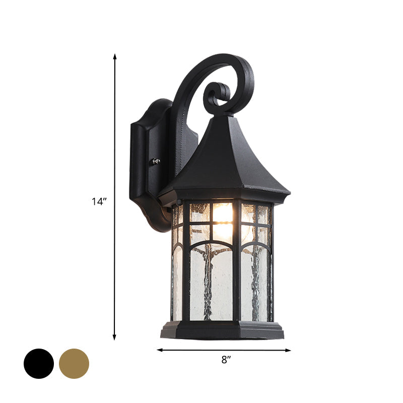 Clear Water Glass Sconce - Farmhouse Black/Bronze Wall Mounted Light - Pavilion Courtyard