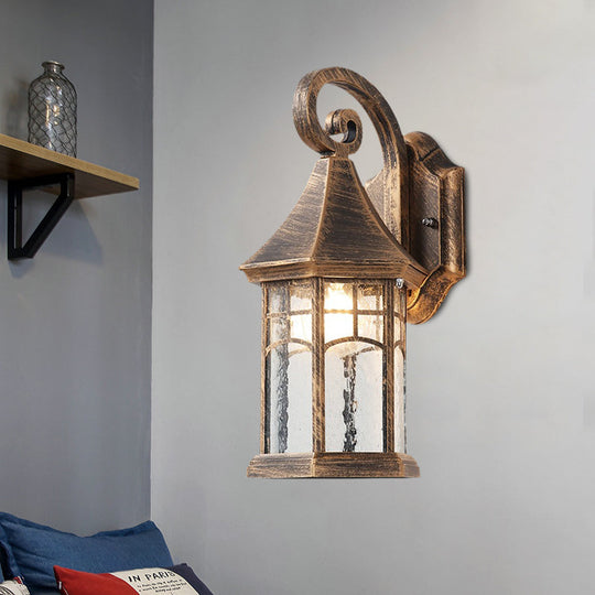 Clear Water Glass Sconce - Farmhouse Black/Bronze Wall Mounted Light - Pavilion Courtyard