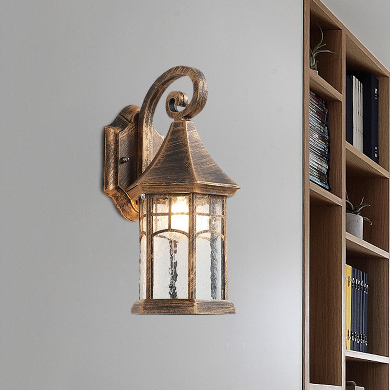 Clear Water Glass Sconce - Farmhouse Black/Bronze Wall Mounted Light - Pavilion Courtyard