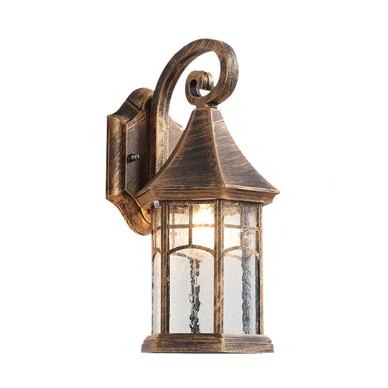 Clear Water Glass Sconce - Farmhouse Black/Bronze Wall Mounted Light - Pavilion Courtyard